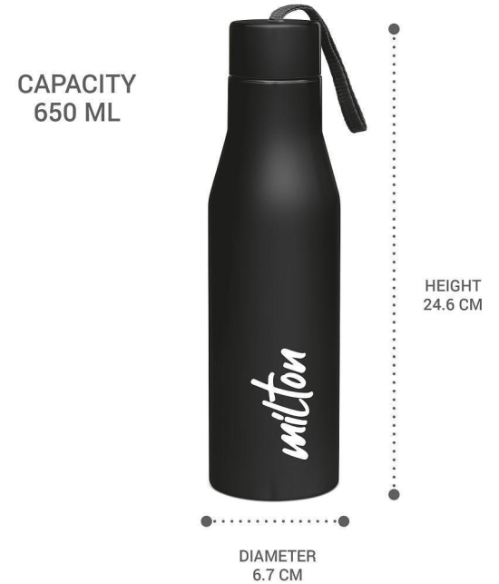 Milton - SUPER 750,BLACK Black Water Bottle 650 mL ( Set of 1 ) - Black