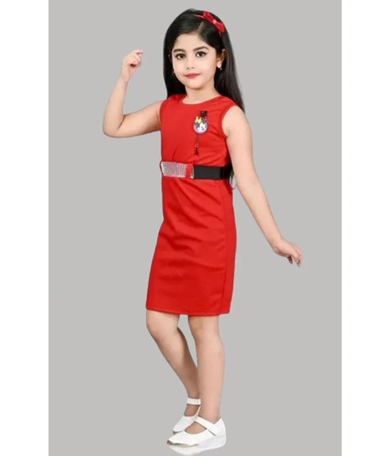 Coxxup Red Crepe Girls Bodycon Dress ( Pack of 1 ) - None