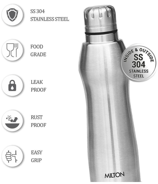 Milton Elate 1000 Stainless Steel Water Bottle, Set of 3, 880 ml Each, Silver - Silver