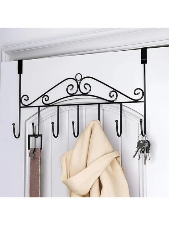 NAMRA  The Door Hanger Rack 7 Hooks Decorative Ognzier Hook Rack Stylish Door Hanger Door Hook Hangers with 7 Hooks,Metal Hanging Rack for Home Office Use - Black (pack of-1)