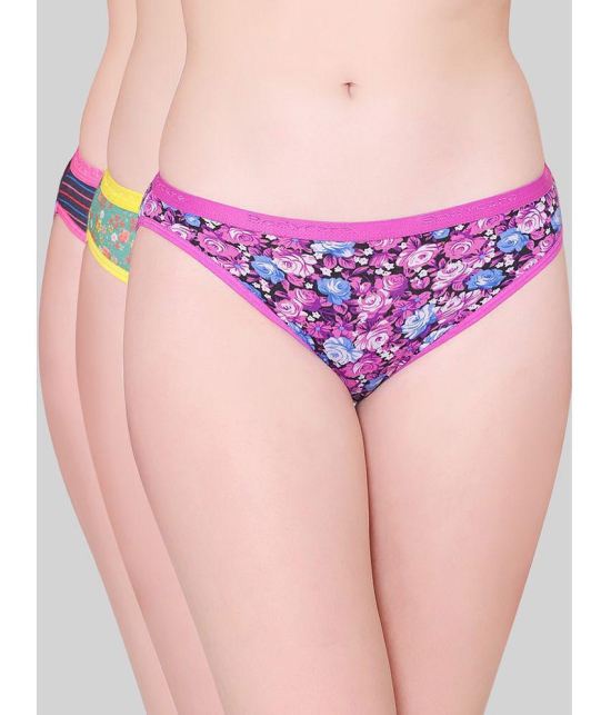 Bodycare - Multicolor E-840-3Pcs Cotton Printed Womens Bikini ( Pack of 3 ) - None