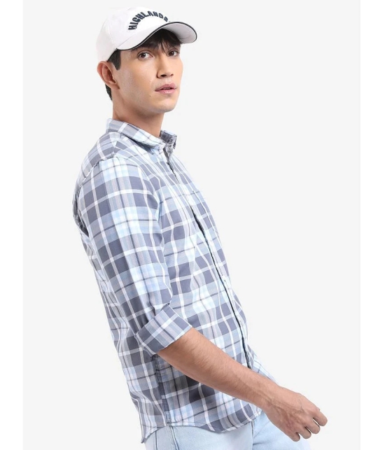 Ketch Cotton Blend Regular Fit Checks Full Sleeves Mens Casual Shirt - Light Blue ( Pack of 1 ) - None