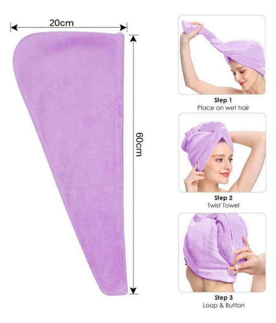 GLOBLE ENTERPRISE Microfiber Hair Wrap Towel Drying Bath Spa Head Cap Turban Wrap ( PACK OF 4 ) - Multi Color