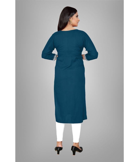 haya fashion - Blue Rayon Women's Straight Kurti ( Pack of 1 ) - None