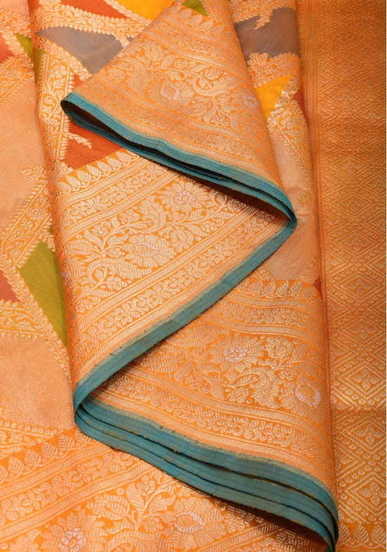 Authentic Rangkaat Banarasi Katan Silk Saree in Shades of Yellow | SILK MARK CERTIFIED