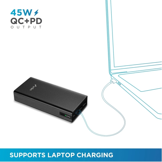 20000 mAh Metal 45W QC+PD Power Bank-Black