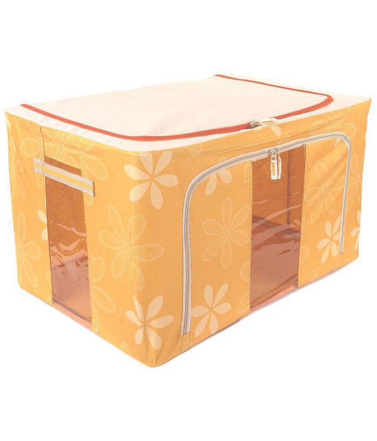 Uberlyfe Yellow Foldable Cloth Storage Box With Steel Frame