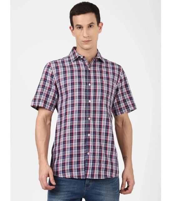 UrbanMark 100% Cotton Regular Fit Checks Half Sleeves Mens Casual Shirt - Navy ( Pack of 1 ) - None