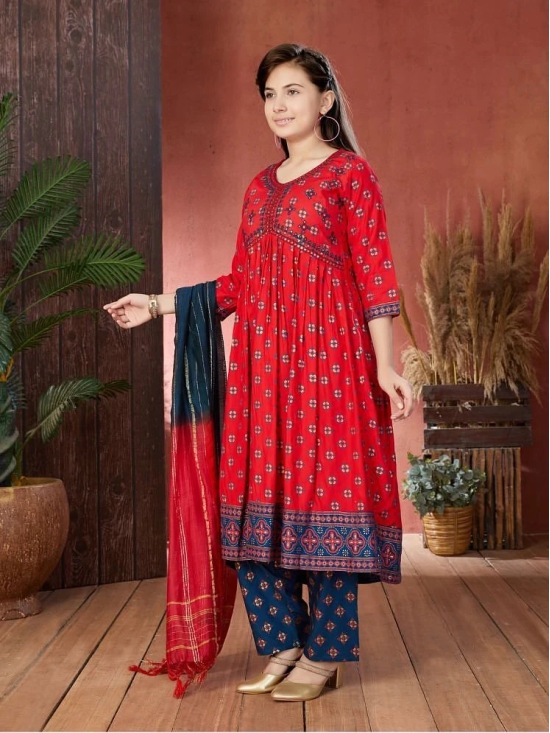 Aarika Red Cotton Blend Girls Kurta and Pant Set ( Pack of 1 ) - None