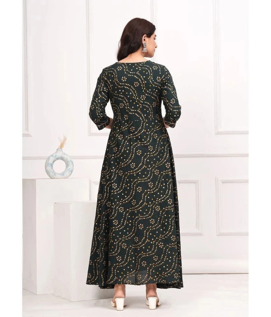 SIPET Rayon Printed Anarkali Womens Kurti - Green ( Pack of 1 ) - None