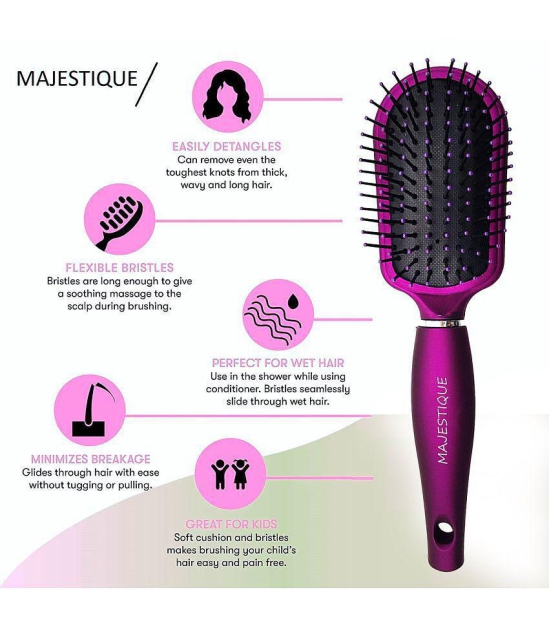 Majestique Purple Detangler Brush Ultrasoft Tipped Nylon, Glides Through Tangles