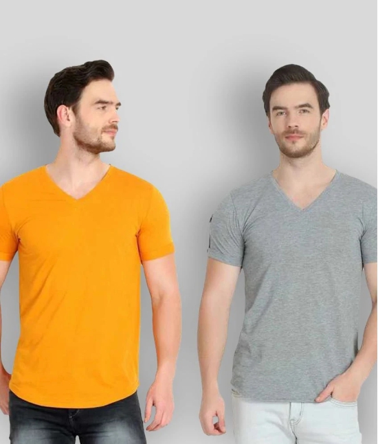 Glito - Grey Cotton Regular Fit  Mens T-Shirt ( Pack of 2 ) - None