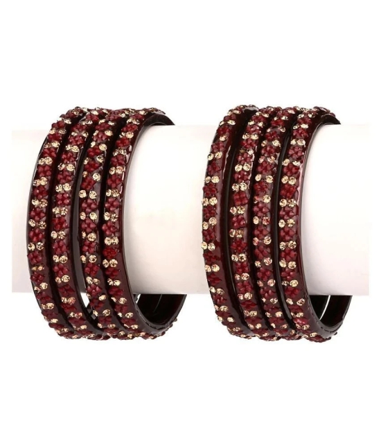 Somil Bridal Wedding Party Collection Festival Glass Kada/ Bangles Set, Maroon, 8 Bangles With Box - None