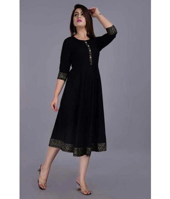 SIPET - Black Rayon Womens Flared Kurti ( Pack of 1 ) - None