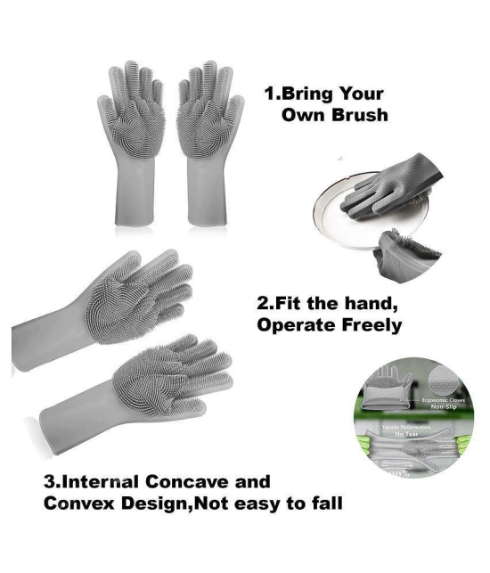 Silver Shine Magic Silicone Scrub Polyester Large Cleaning Glove