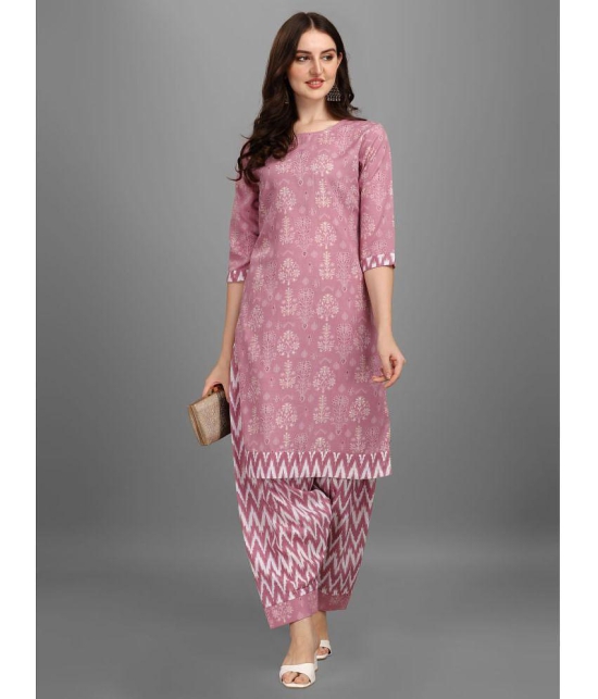 gufrina Cotton Blend Printed Kurti With Salwar Womens Stitched Salwar Suit - Wine ( Pack of 1 ) - None