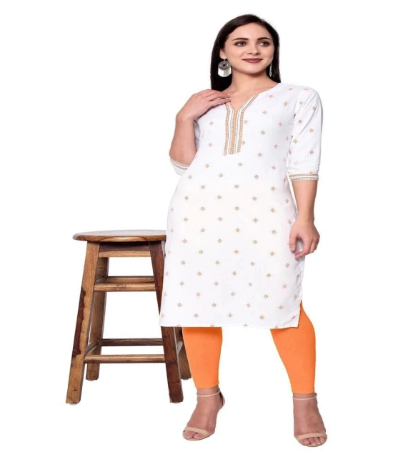 GOD BLESS - White Rayon Womens A-line Kurti - XXL