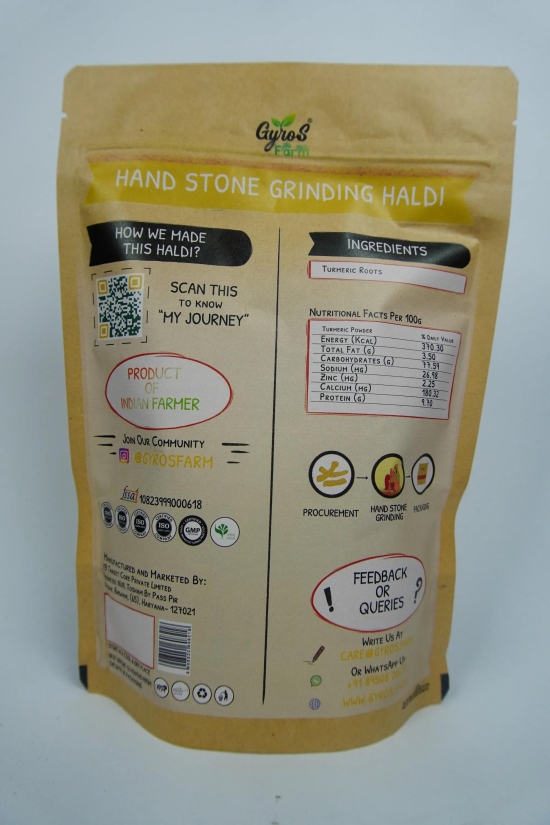 Hand Stone Grounded Haldi | Turmeric Powder | 200gm | High Curcumin Content | Unprocessed | Chemical free-200gm