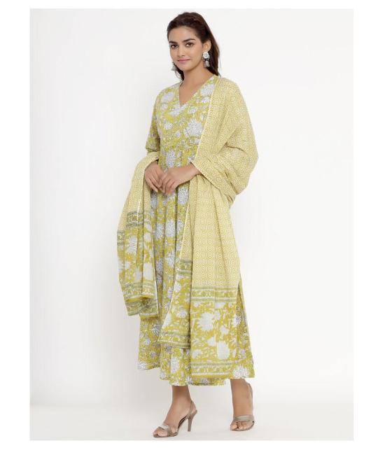 miravan Yellow Cotton Anarkali Kurti - - 3XL