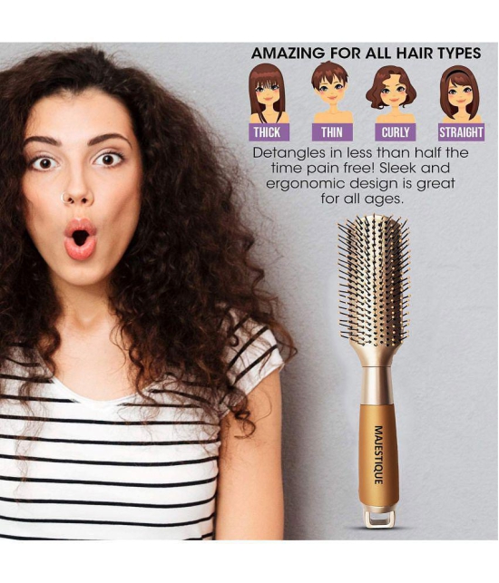 Majestique Golden Fusion Vent Hair Brush For Blow Drying Styling And Solon For Men And Women