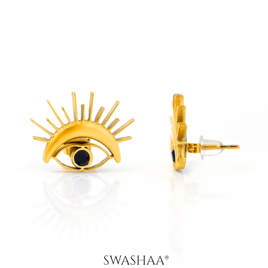 Varra Eye 18K Gold Plated Earrings-Gold