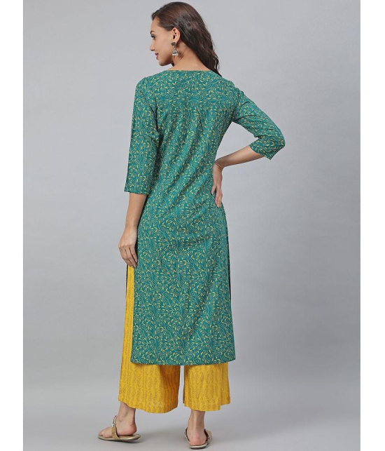 Janasya - Green Cotton Womens Straight Kurti ( Pack of 1 ) - None