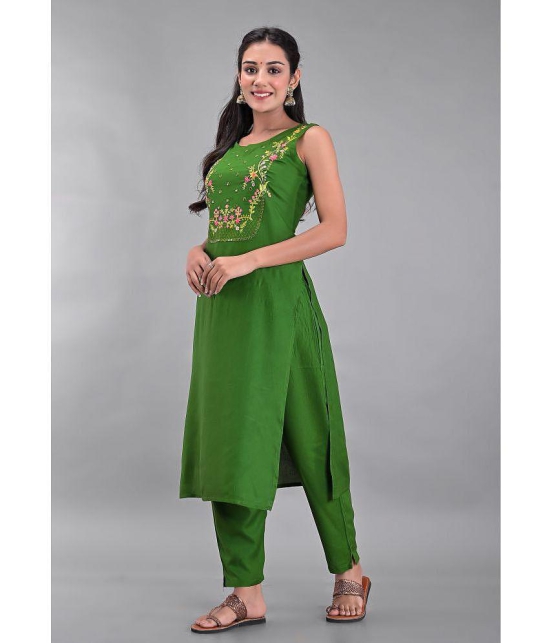 Maquien - Green Straight Rayon Women's Stitched Salwar Suit ( Pack of 1 ) - None