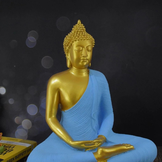 Divine Buddha in Dhyana Mudra : Golden Blue