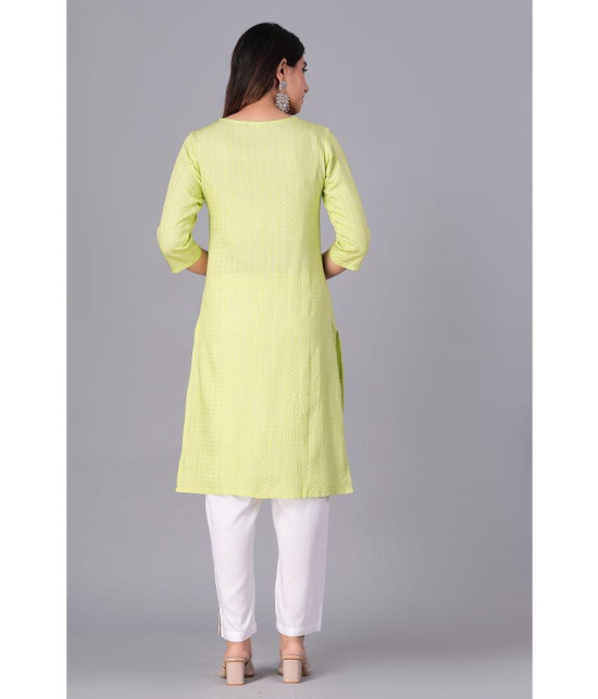 Doriya Cotton Blend Embroidered Kurti With Palazzo Women's Stitched Salwar Suit - Green ( Pack of 1 ) - None