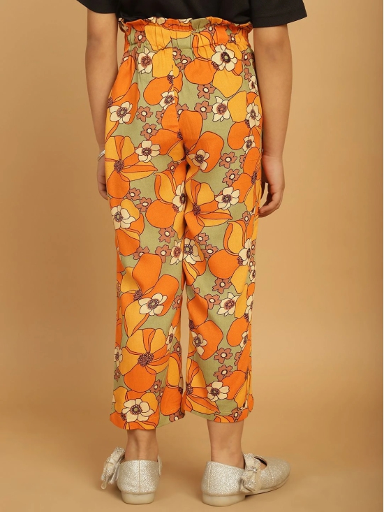 MINI & MING Girls Floral Printed Relaxed Low-Rise Easy Wash Trousers