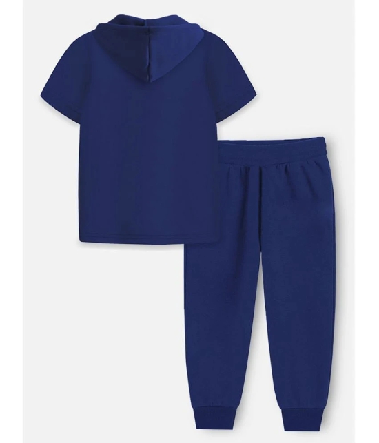 Trampoline Blue Cotton Blend Boys T-Shirt & Trackpants ( Pack of 1 ) - None