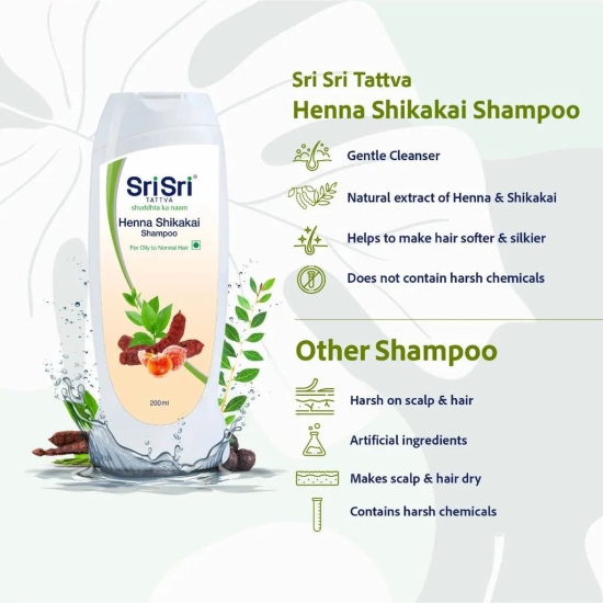 Sri Sri Tattva Henna Shikakai Shampoo - For Silky Smooth & Conditioned Hair, 200ml