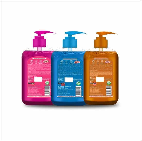 Stanfresh Liquid Handwash Bottle- 500ml (Orange, Mint & Rose)