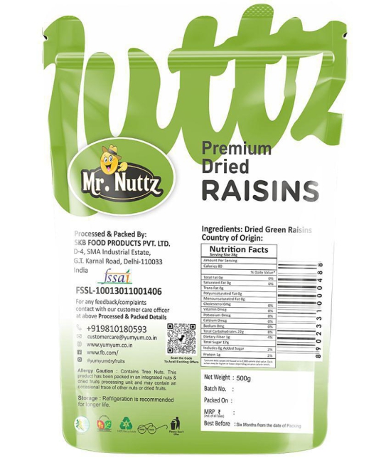 Mr.Nuttz Indian Raisins Premium Quality Dried Kishmish 500g