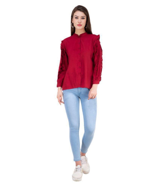 SAAKAA - Maroon Rayon Womens Shirt Style Top ( Pack of 1 ) - M