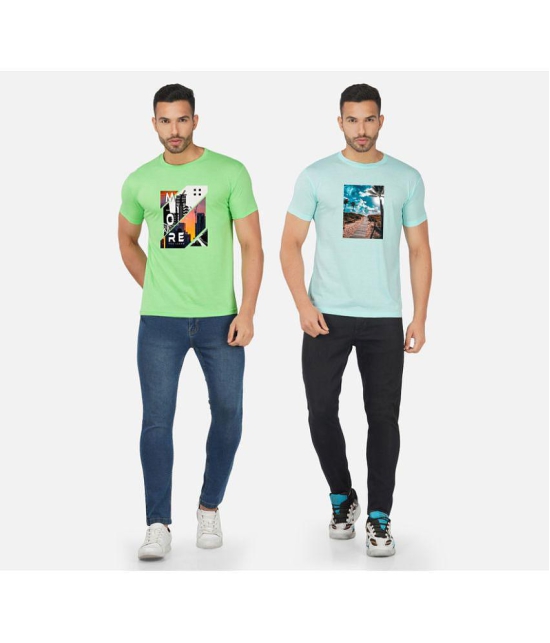 CHOZI Cotton Blend Regular Fit Printed Half Sleeves Men's T-Shirt - Multicolor ( Pack of 2 ) - None