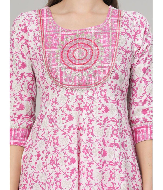 HIGHLIGHT FASHION EXPORT Cotton Printed Kurti With Pants Womens Stitched Salwar Suit - Pink ( Pack of 1 ) - None