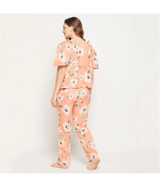 Clovia - Peach Rayon Womens Nightwear Nightsuit Sets ( Pack of 1 ) - None