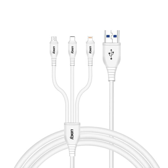 Foxin MAC10 3-In-1 Parallel Charging 1.2 Meter PVC Cable