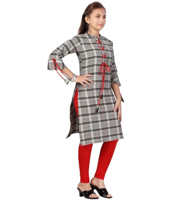 Aarika Gray Cotton Girls Kurti ( Pack of 1 ) - None