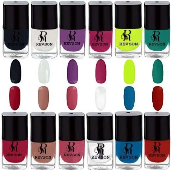 Revson Nail Lacquer | 6 ml | Long-Lasting, Glossy Nail Polish | Fast Drying, Chip Resistant For Women (Pack of 12)(M-jassy6000)