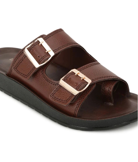 UrbanMark Men Comfortable Cushioned with Side Buckle Strap Thong Flip-Flop - None