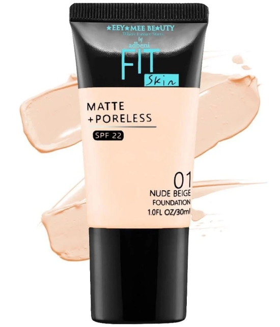 Adbeni Fit Skin Matte+Poreless Foundation SPF-22 30ml | Nude Beige (01)