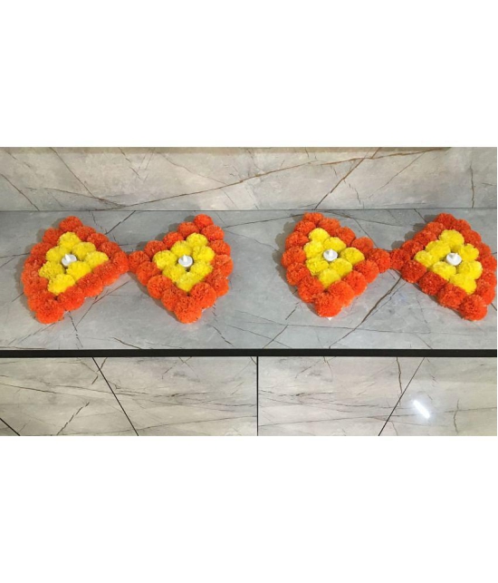 thrifkart Orange Paper Rangoli - Pack of 4