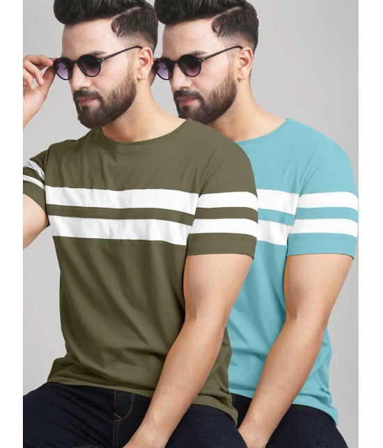 AUSK - Green Cotton Blend Regular Fit Men's T-Shirt ( Pack of 2 ) - None