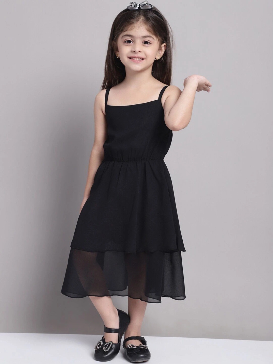 MINI & MING Girls Solid Layered Fit & Flare Midi Dress