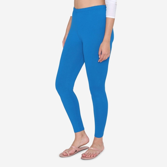 Women's Cotton Ankle leggings (Free Size) - Coral Blue