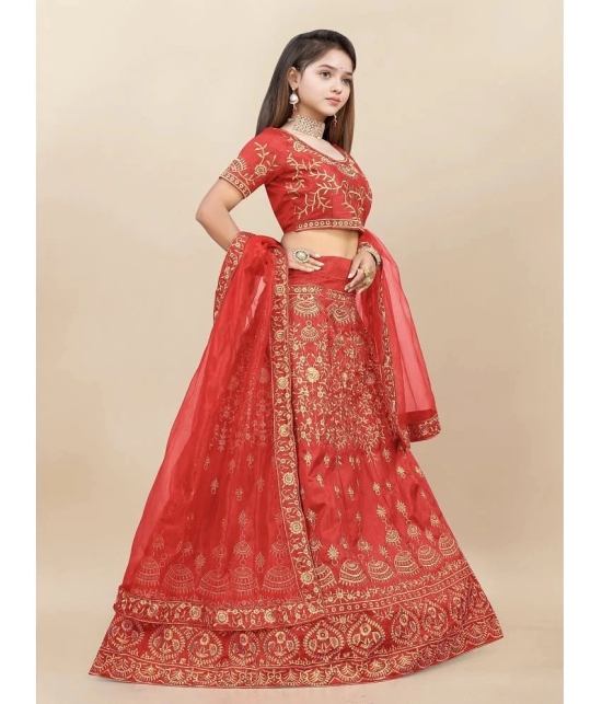 Apnisha Silk Lehenga Choli Set For Girls ( Pack of 1 , Red ) - None