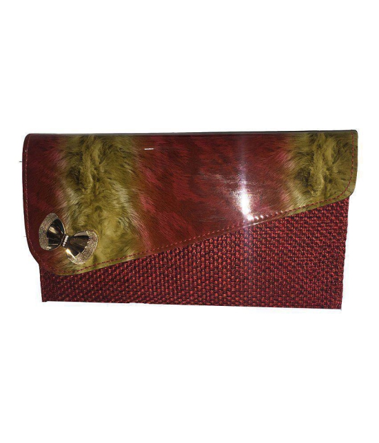 Apnav Red Jute Clutch With Sling Chain