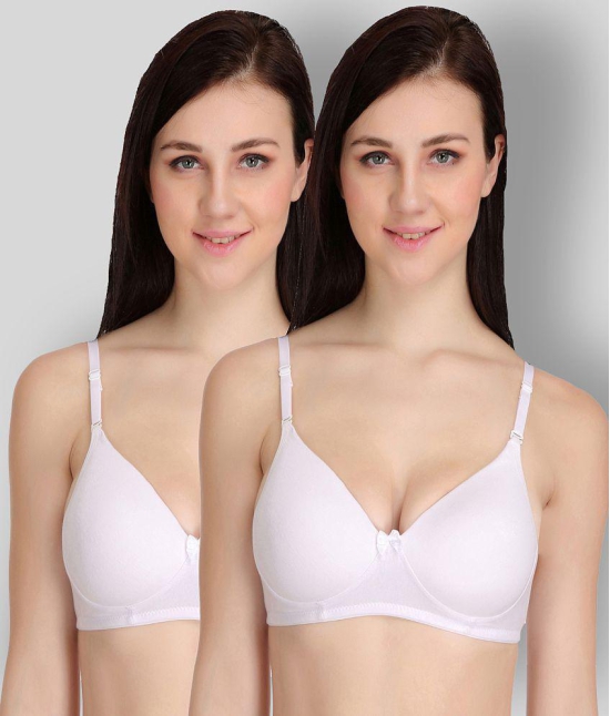 Softskin - White Cotton Blend Lightly Padded Women's T-Shirt Bra ( Pack of 2 ) - 36B